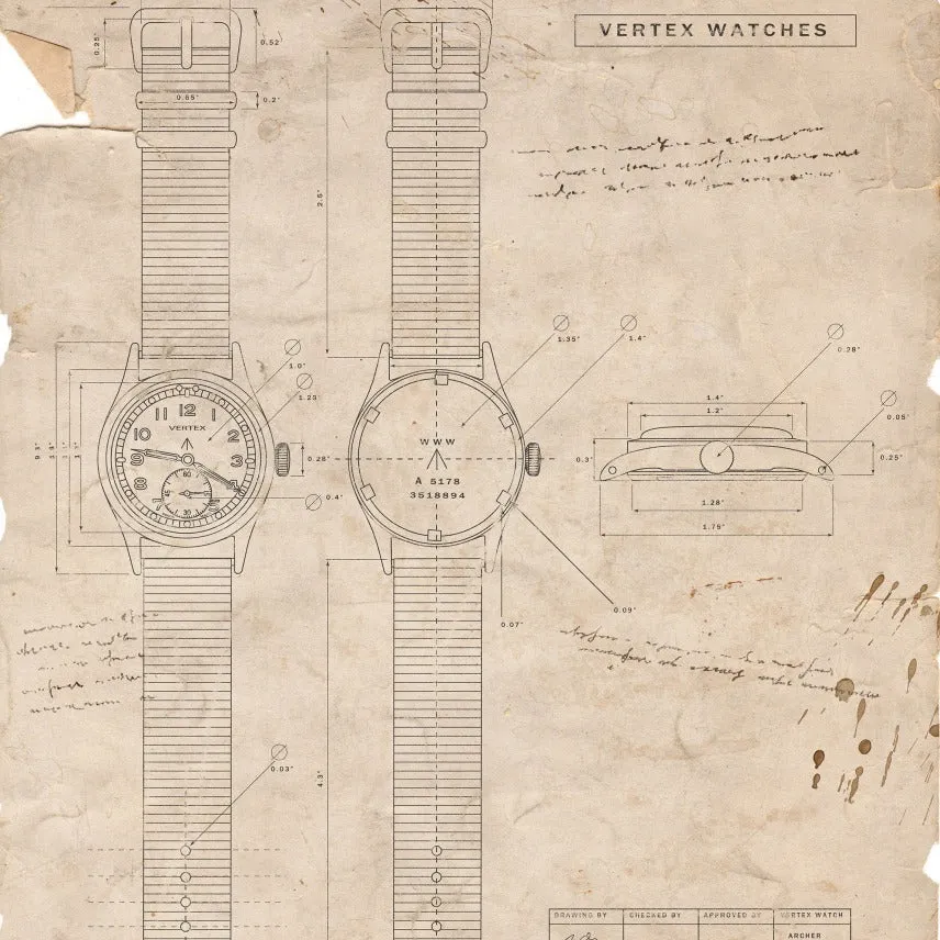 1945 Vertex watch co original British Military WWW Dirty Dozen Wristwatch Army issue