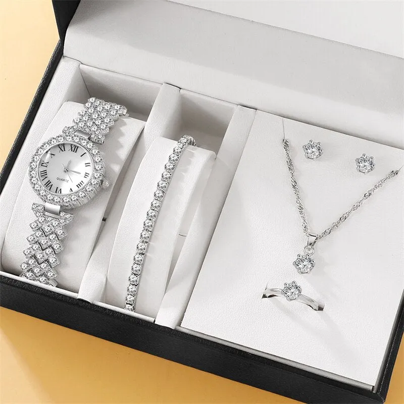 6-Piece Rhinestone Women's Watch Set