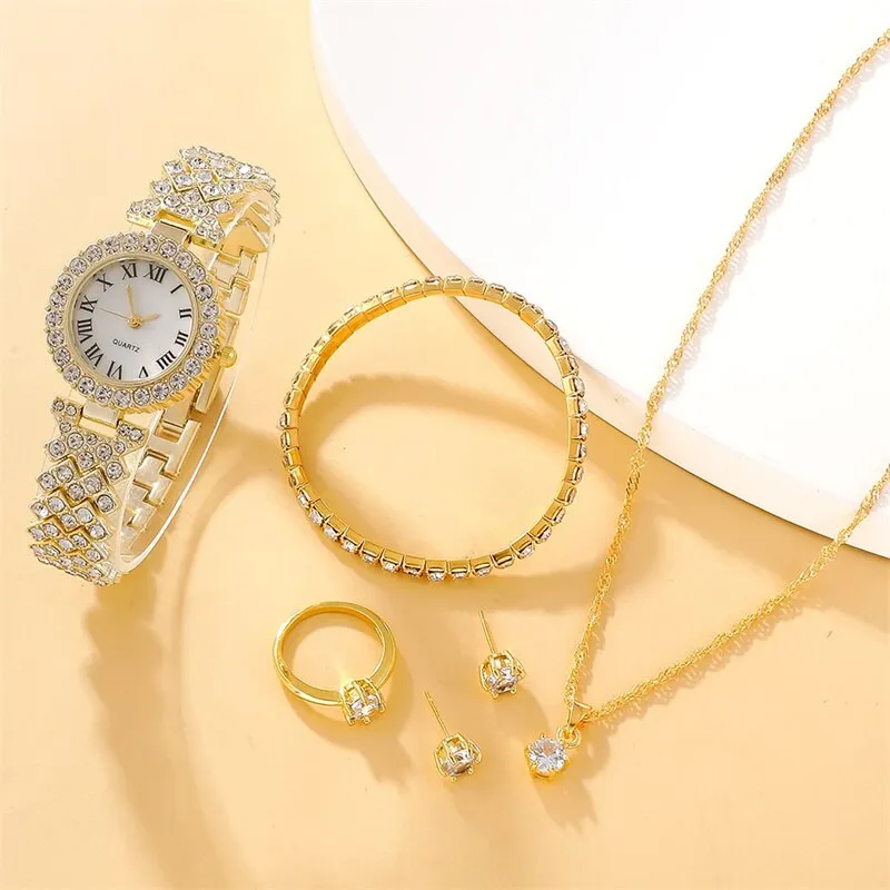 6-Piece Rhinestone Women's Watch Set