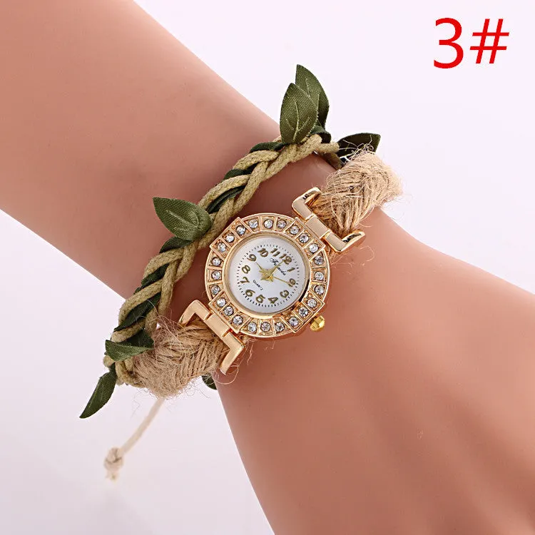 Adjustable Leaves Woven Watch