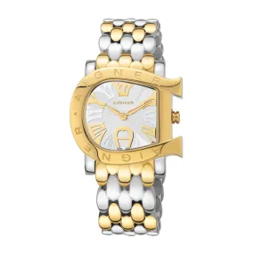 Aigner Mas Ladies Watch Stainless Steel / Gold Plated Case With Silver White Dial