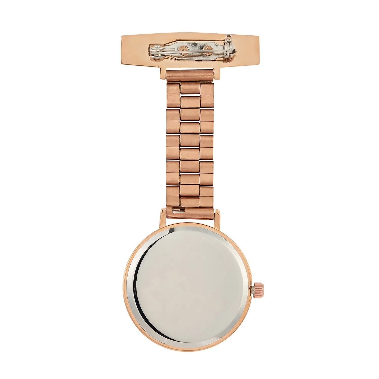 Annie Apple Nurses Fob Watch - Meraki - Pearl/Rose Gold - Link - 35mm
