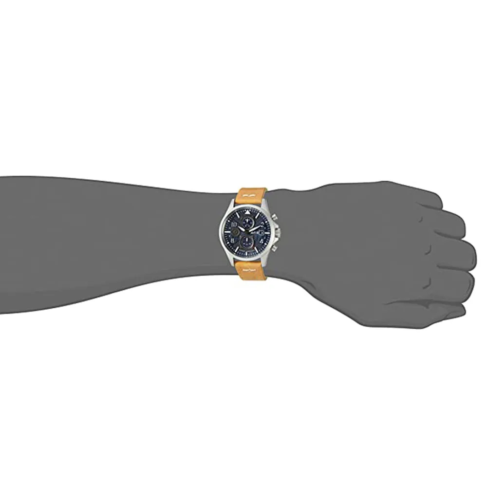 AVI-8 Men's Blue Dial Brown Leather Band Quartz Watch - AV-4068-02