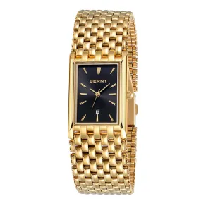 BERNY Women's Fine Fashion Premium Quality Luxury Style Black & Gold Bracelet Watch