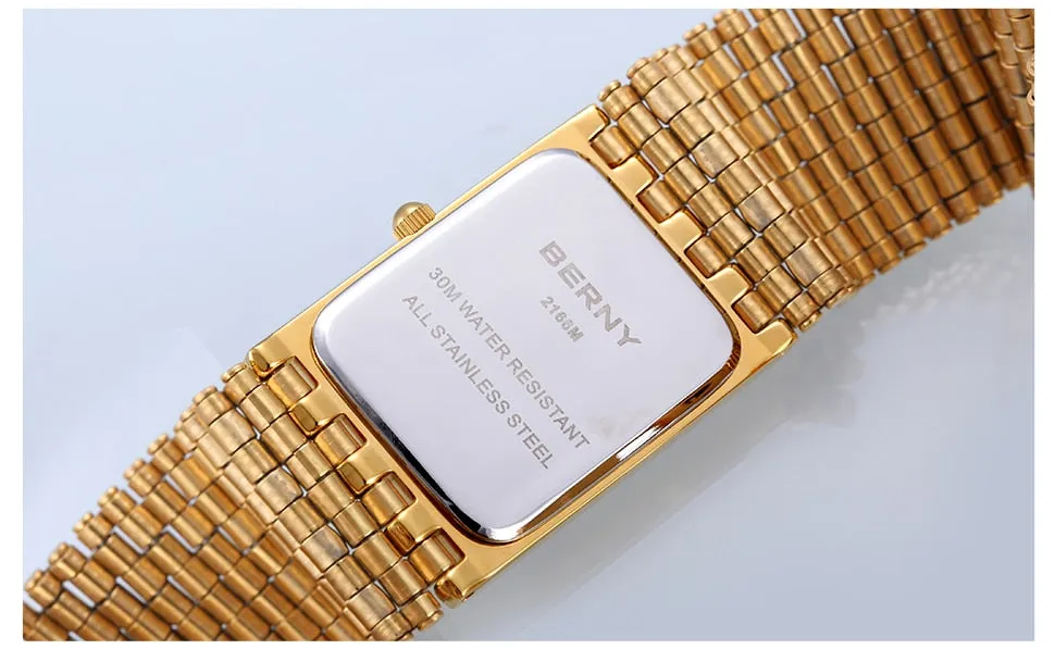 BERNY Women's Fine Fashion Premium Quality Luxury Style Black & Gold Bracelet Watch