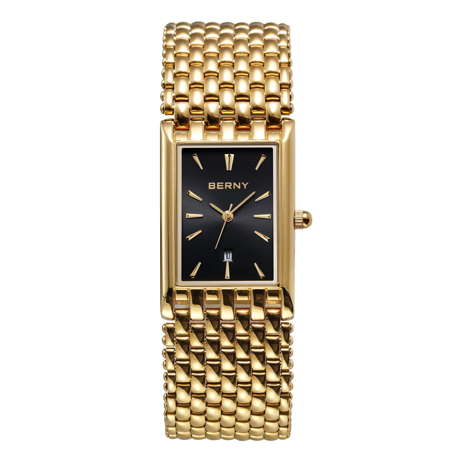 BERNY Women's Fine Fashion Premium Quality Luxury Style Black & Gold Bracelet Watch