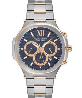 Beverly Hills Polo Club  Men's Analog Watch, Blue Dial Multi-Function 3 Hands Stainless-Steel Two-Tone Strap, BP3216X.590