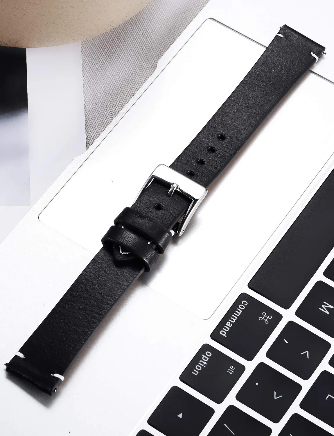 BINLUN Genuine Leather Watch Straps Quick Release Leather Watch Bands with Stainless Metal Buckle Clasp for Men Women 12mm 14mm 16mm 18mm 20mm 22mm 24mm Black