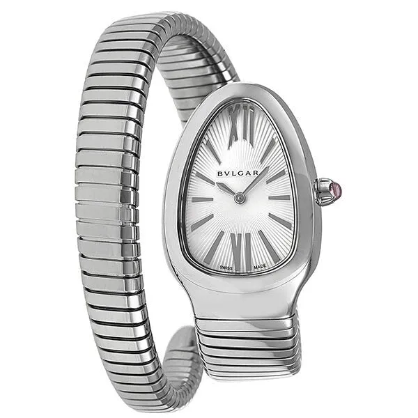 Bvlgari Serpenti Silver Dial Stainless Steel Long Bracelet Ladies Watch SP35C6SS-1T-L