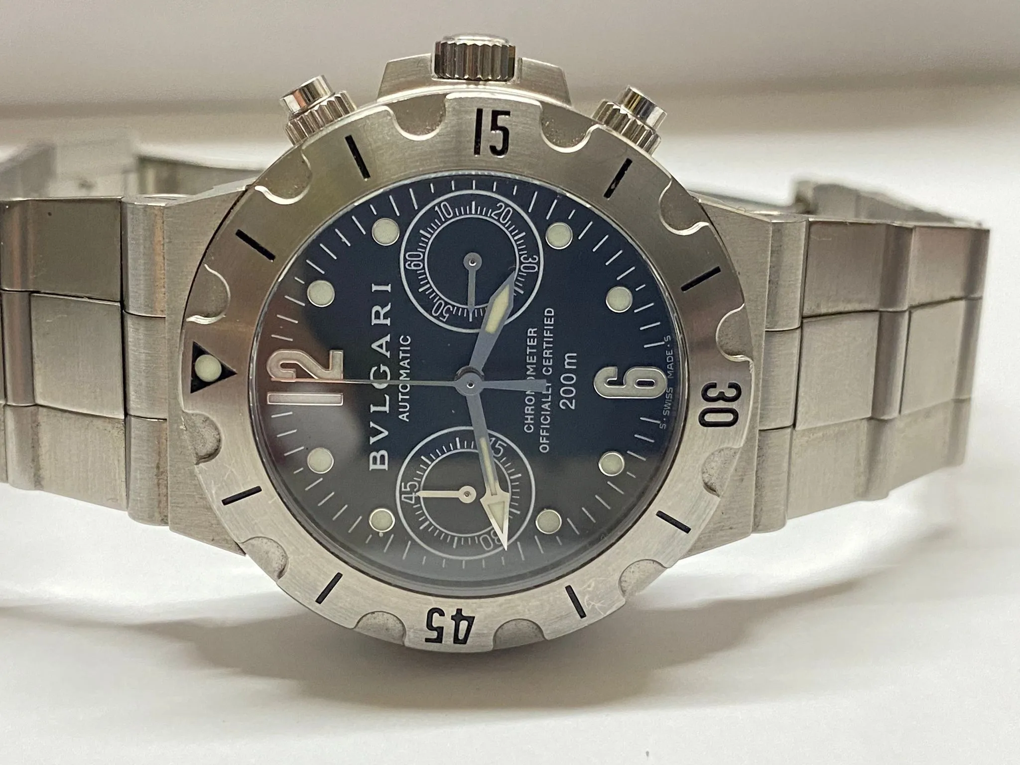 BVLGARI SS Jumbo Chronograph Spectacular Brand New Men's Watch - $15K APR w/ COA!