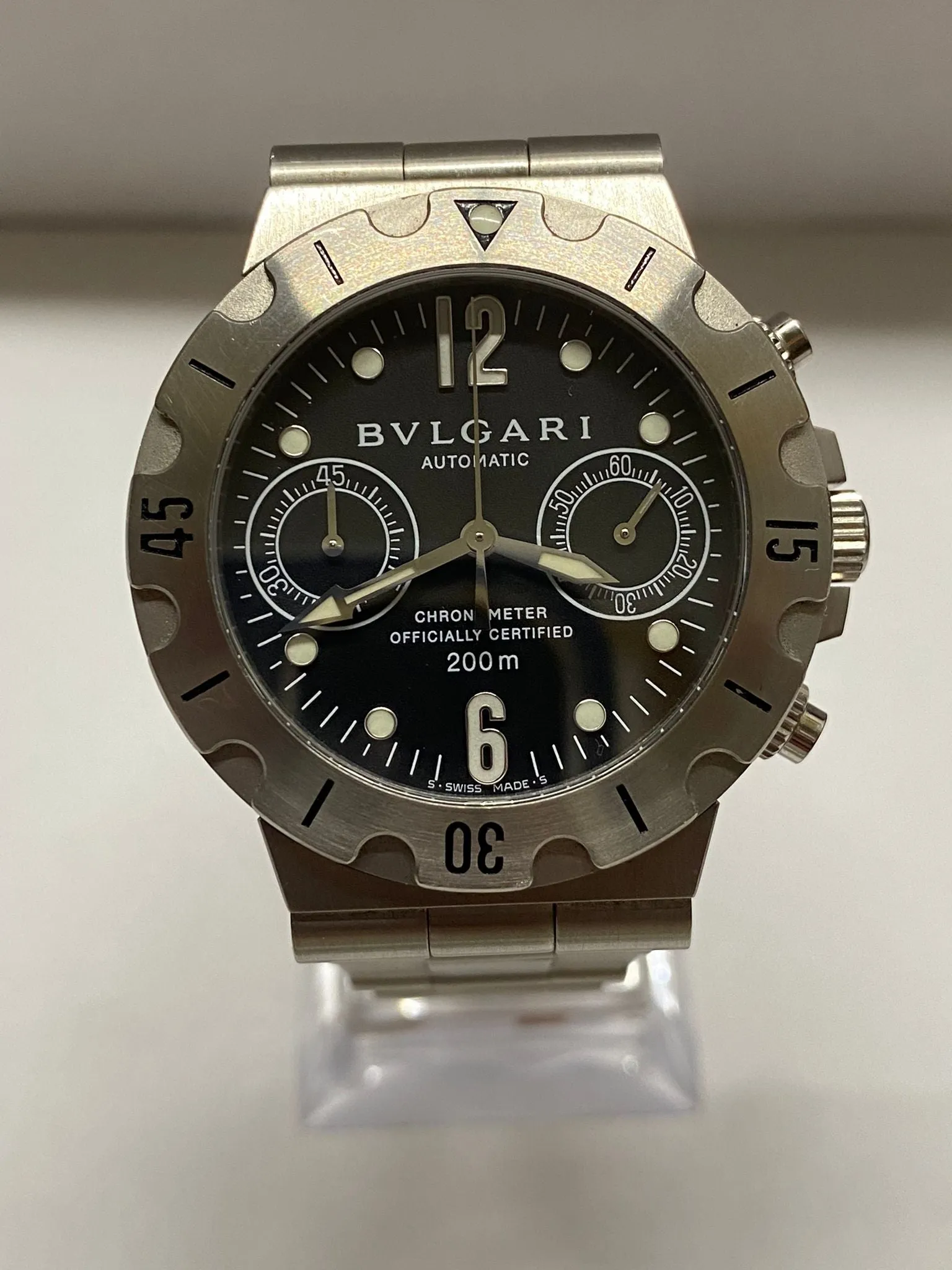 BVLGARI SS Jumbo Chronograph Spectacular Brand New Men's Watch - $15K APR w/ COA!