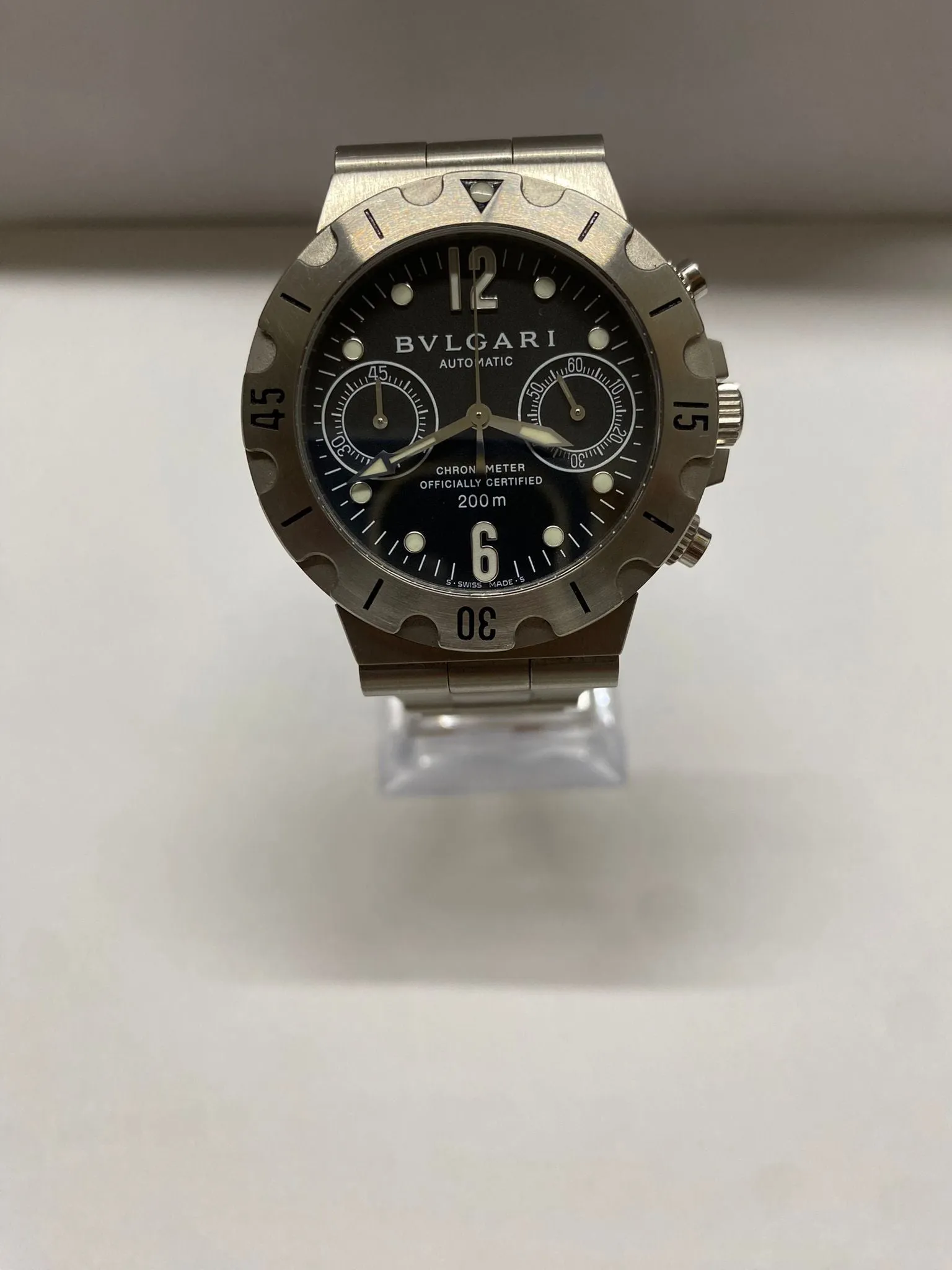BVLGARI SS Jumbo Chronograph Spectacular Brand New Men's Watch - $15K APR w/ COA!