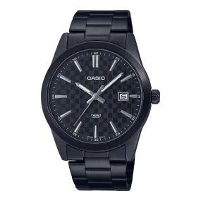 Casio Men's Watch, Black Dial Black Stainless Steel Strap, MTP-VD03B-1A
