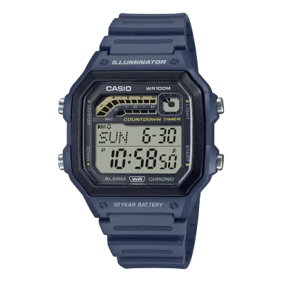 Casio Men's Watch Digital Dial with Blue Resin Band, WS-1600H-2AVDF