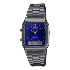 Casio Unisex Watch Analog-Digital Dial with Grey Stainless Steel Band, AQ-230GG-2ADF