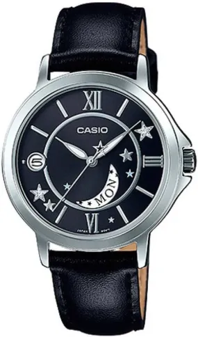Casio, Women’s Watch Analog, Black Dial Black Leather band, LTP-E122L-1ADF