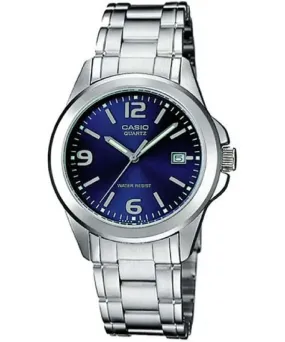 Casio Women's Watch Analog, Blue Dial Silver Stainless Steel Strap, LTP-1215A-2ADF