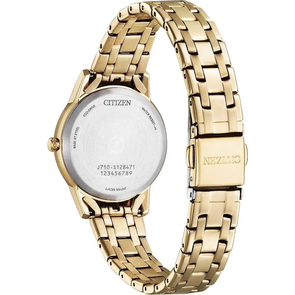 Citizen Eco Drive Ladies Silhouette Crystal Bracelet Watch - Gold Tone FE1243-83A