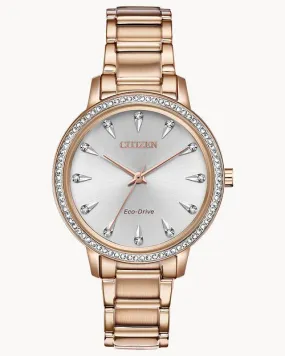 Citizen Silhouette Crystal Eco-Drive Rose Gold Watch FE7043-55A