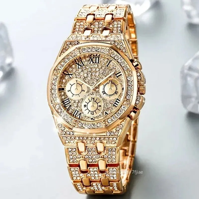 Diamond Women Watches Gold Watch Ladies Wrist Watches Luxury Brand Rhinestone Womens Bracelet Watches Female Relogio