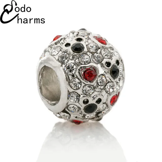 Free Shipping 1Pcs Big Hole Silver Beads Cute Mickey Charms Fits Diy Pandora Charms Bracelet Jewelry Wholesale Beads