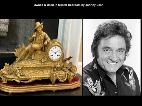 French Gilt-Bronze Figural Hunter Mantel Clock - *OWNED & USED in Master Bedroom by JOHNNY CASH*
