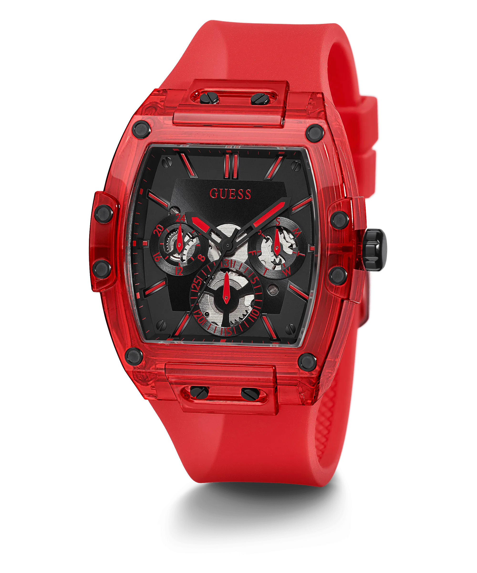 Guess Red Case Silicone Men's Watch GW0203G5