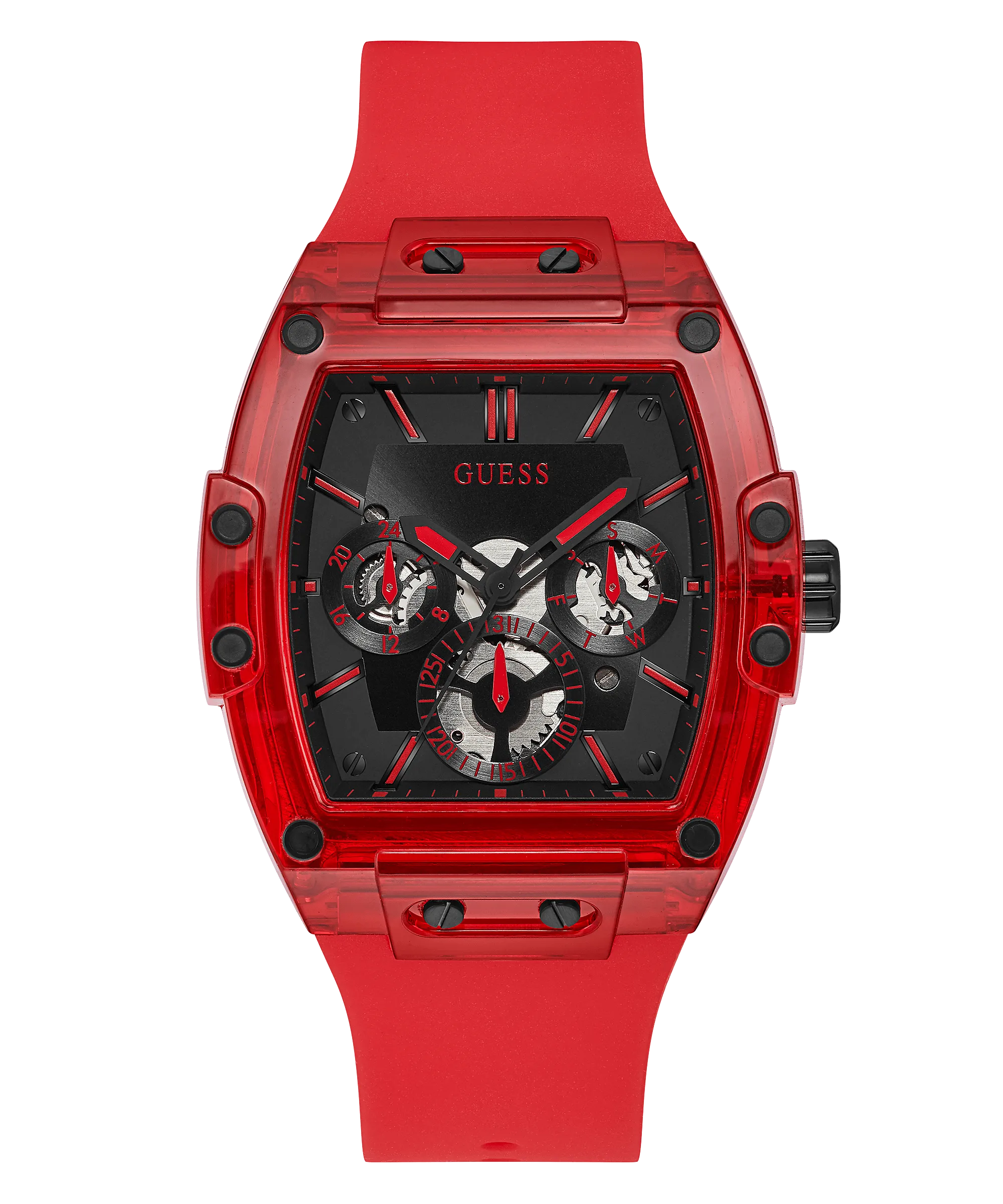 Guess Red Case Silicone Men's Watch GW0203G5