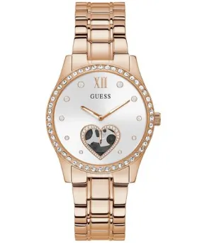 Guess, Women's Watch Analog, Be Loved White Dial Rose Gold Stainless Band, GU-GW0380L3