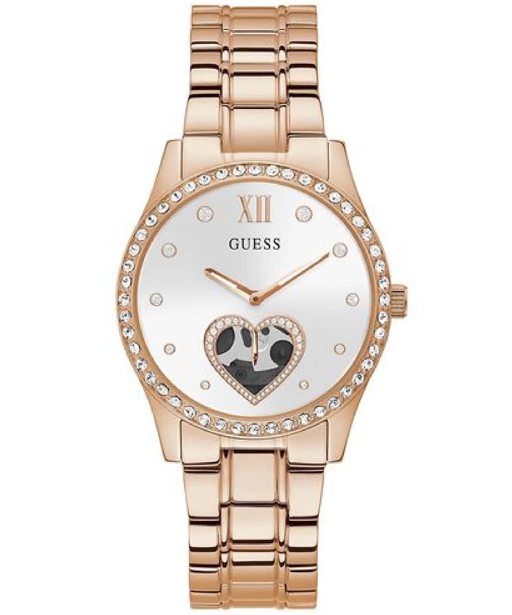 Guess, Women's Watch Analog, Be Loved White Dial Rose Gold Stainless Band, GU-GW0380L3