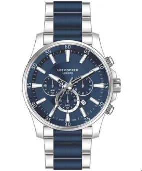 Lee Cooper  Men's Chronograph Watch Blue Dial Silver & Blue Metal Strap, LC07322.390