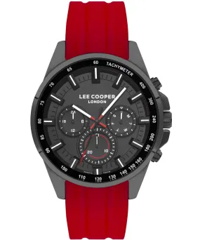 Lee Cooper  Men's Watch Black Dial Red Silicone Strap, LC07635.658