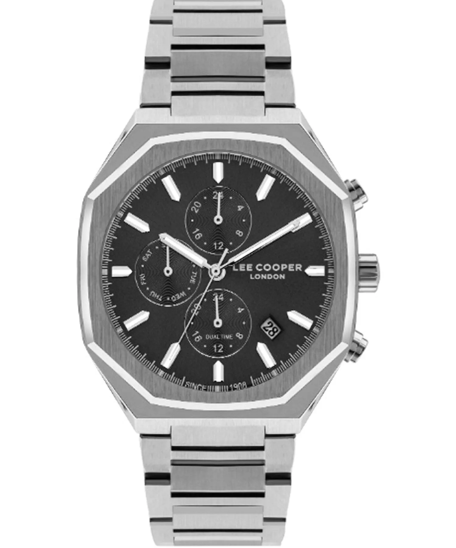 Lee Cooper  Men's Watch Black Dial Silver Metal Strap, LC07617.350
