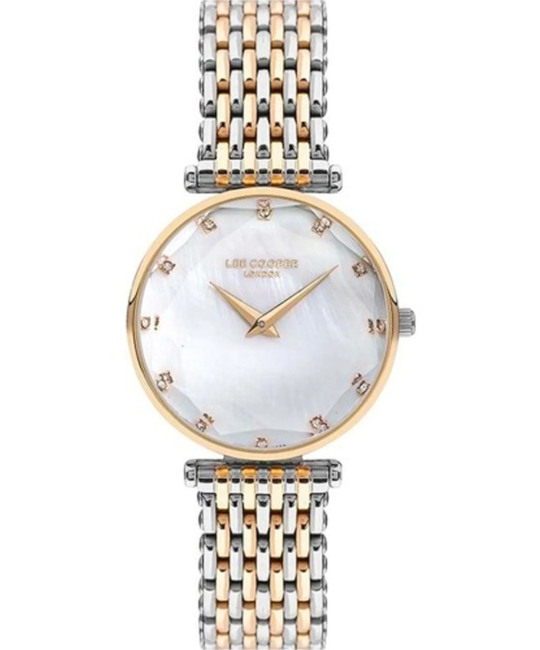 Lee Cooper  Women's Analog Watch, White Dial, Silver & Gold Stainless Steel Strap, LC07410.220