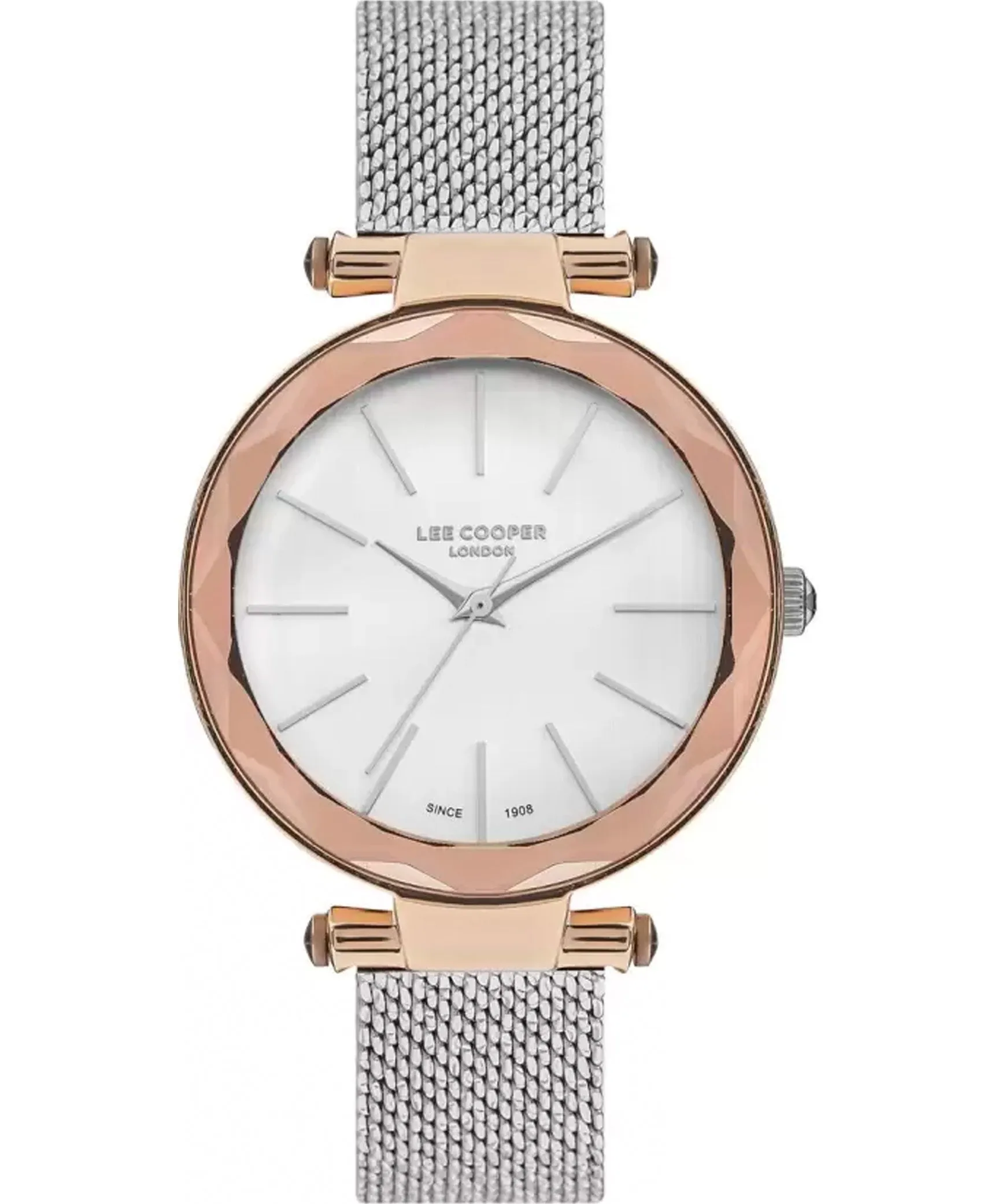 Lee Cooper  Women's Analog Watch, White Dial, Silver Stainless Steel Mesh Strap, LC07328.430