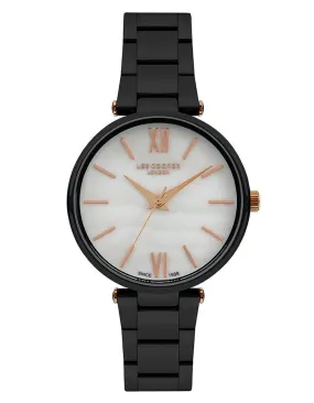 Lee Cooper Women's Watch Analog, White Dial, Black Stainless Steel Strap, LC07025.620