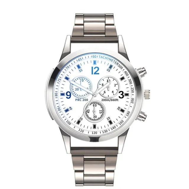 Luxury Men's Business Quartz Watches Stainless Steel Round Dial Casual Watch