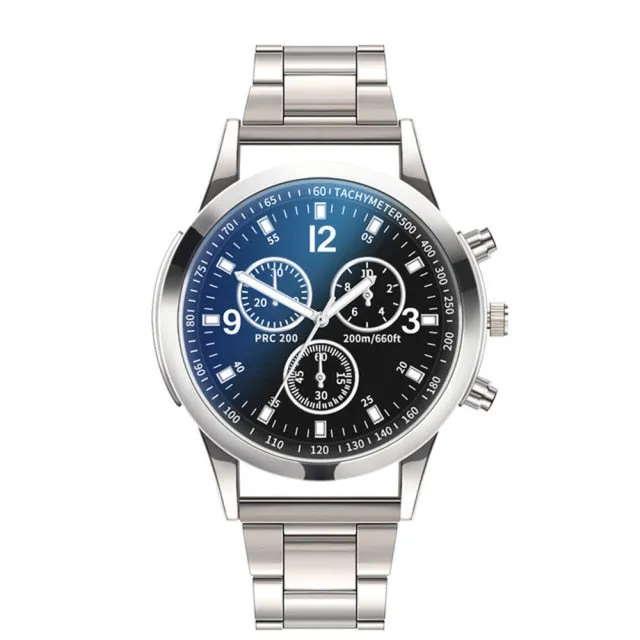 Luxury Men's Business Quartz Watches Stainless Steel Round Dial Casual Watch