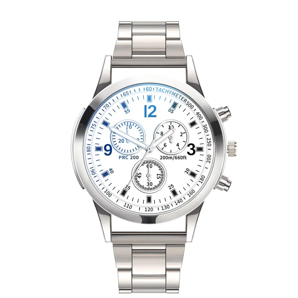 Luxury Men's Business Quartz Watches Stainless Steel Round Dial Casual Watch
