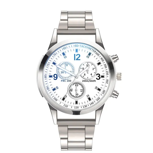 Luxury Men's Business Quartz Watches Stainless Steel Round Dial Casual Watch
