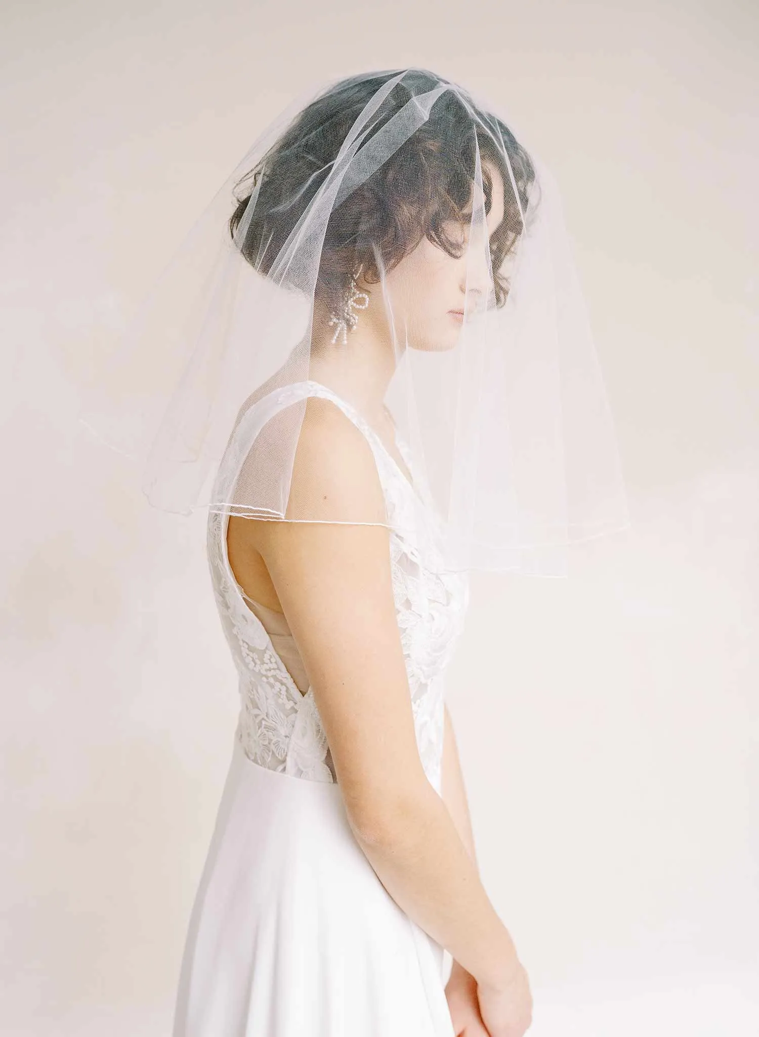 Merrow edge bridal veil with blusher - Style #2358