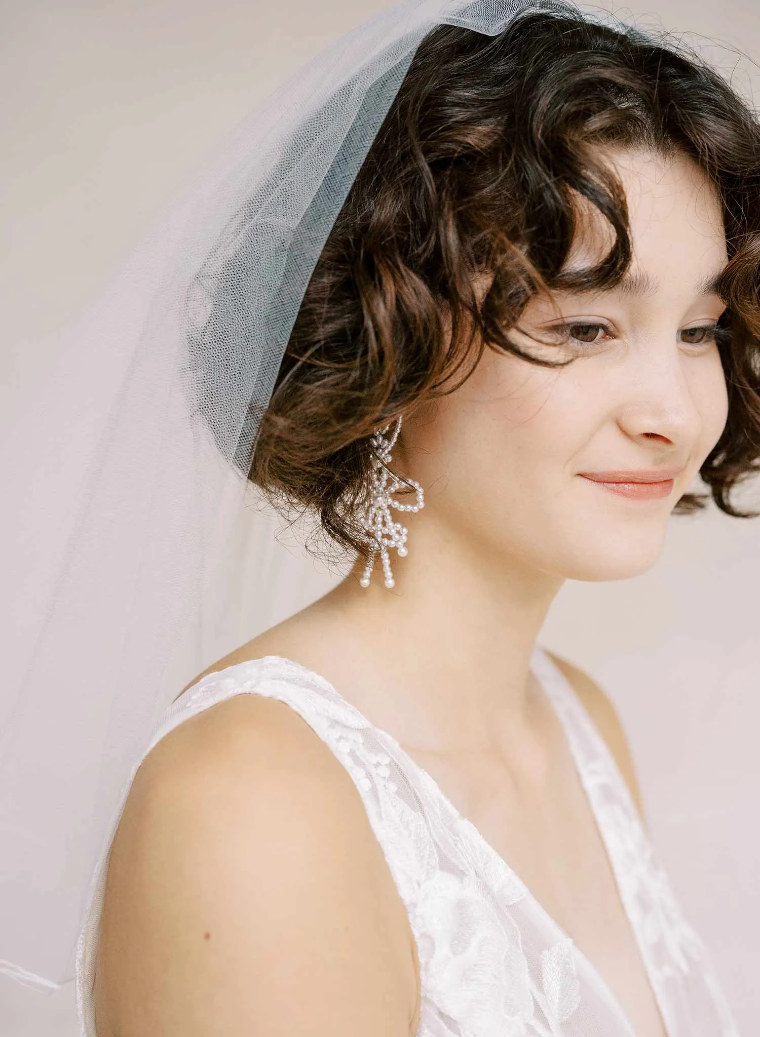 Merrow edge bridal veil with blusher - Style #2358