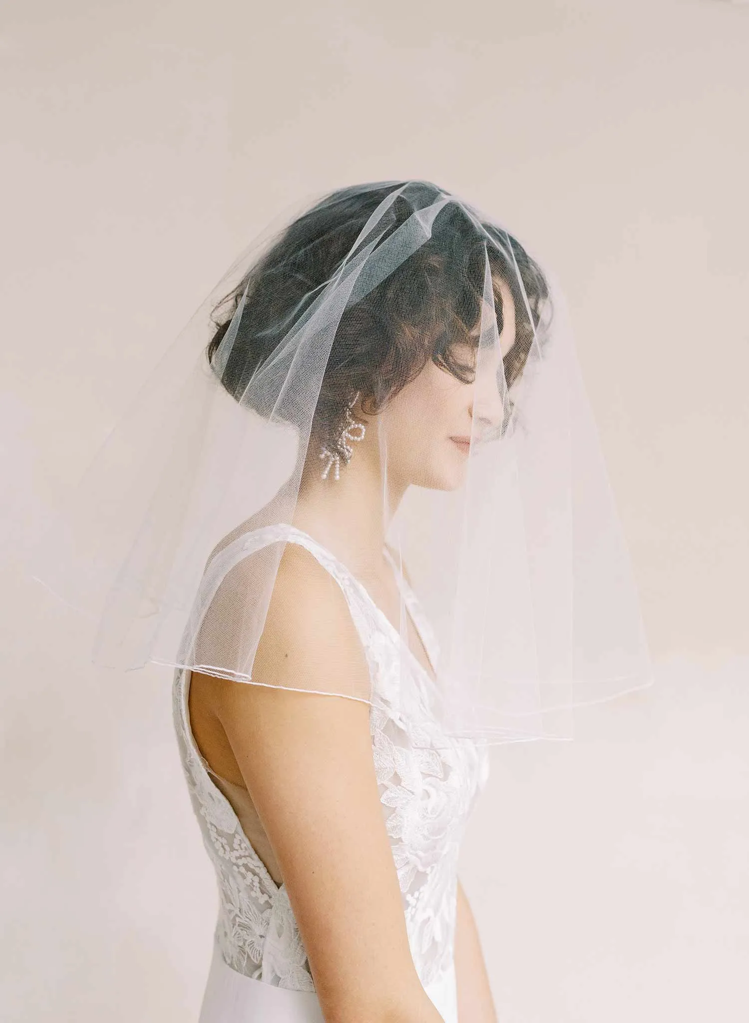 Merrow edge bridal veil with blusher - Style #2358