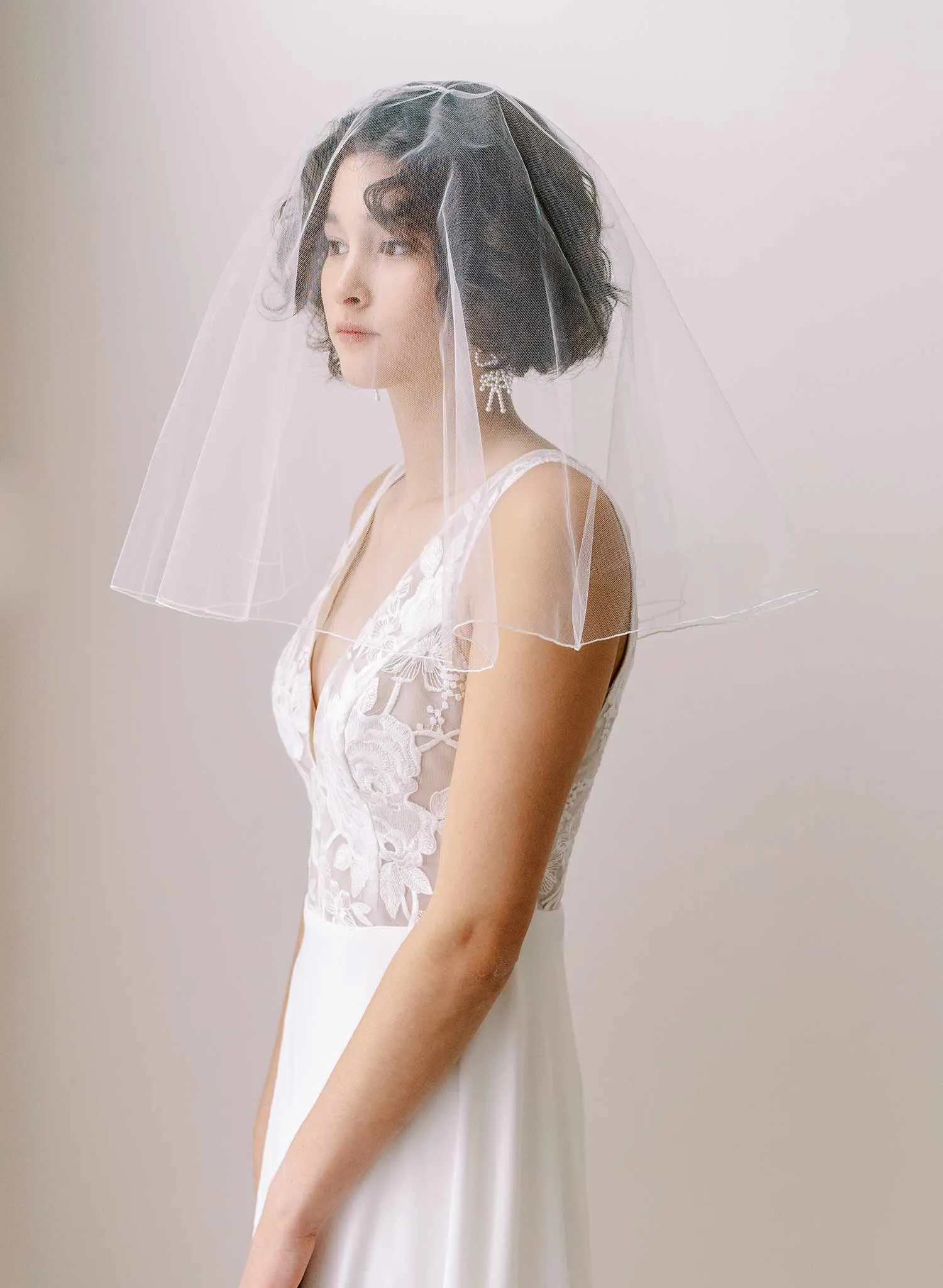Merrow edge bridal veil with blusher - Style #2358