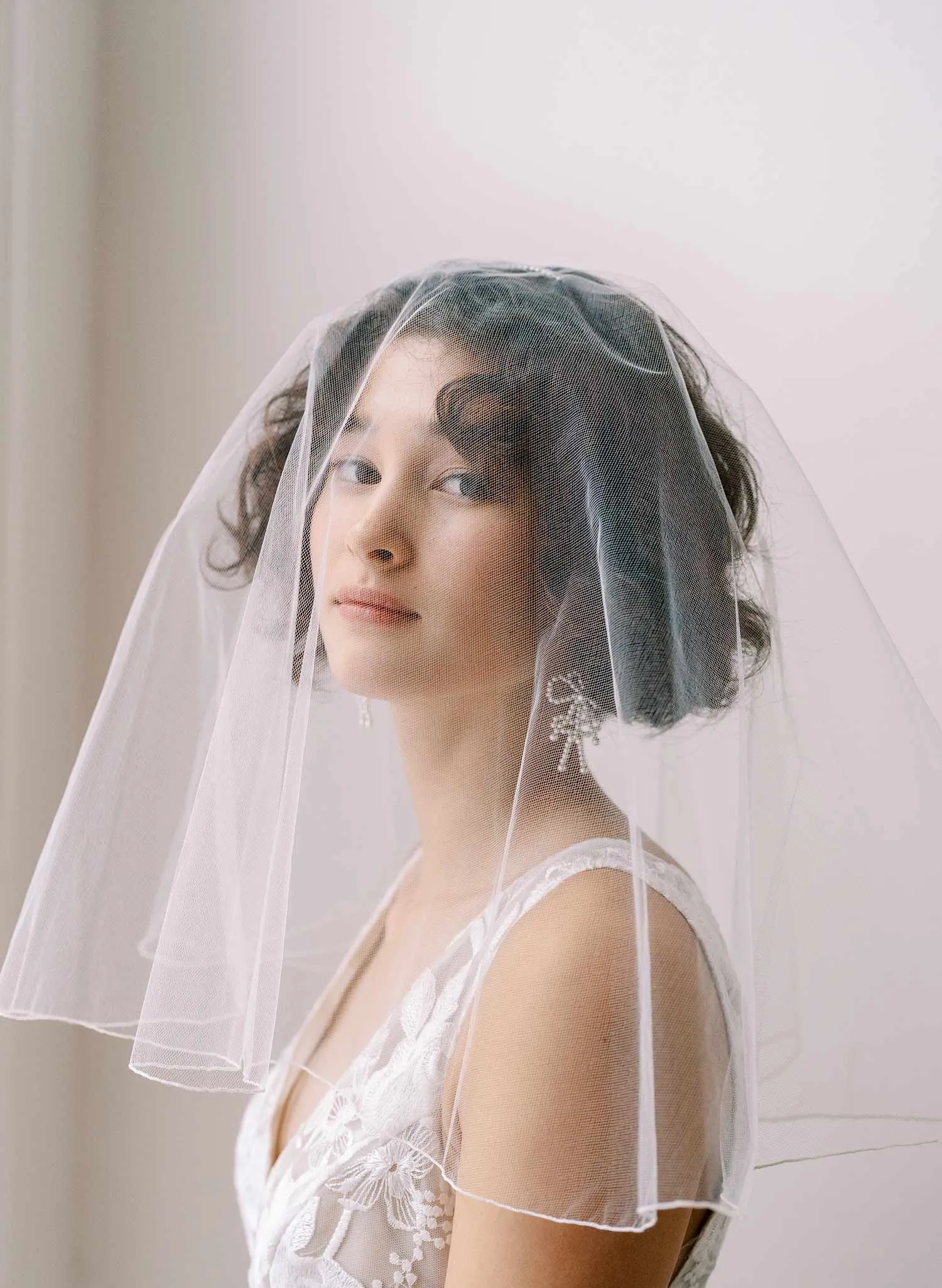 Merrow edge bridal veil with blusher - Style #2358
