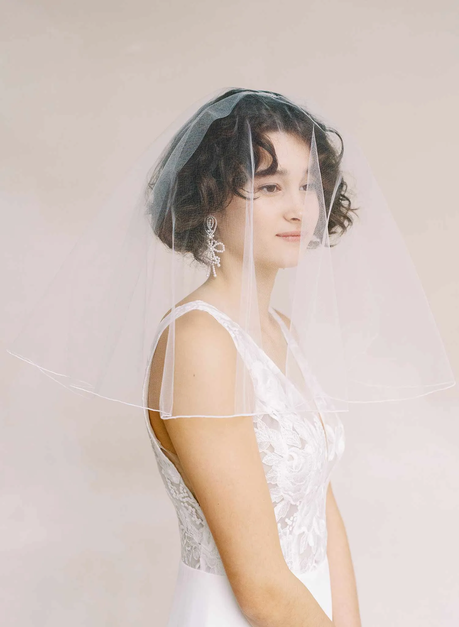 Merrow edge bridal veil with blusher - Style #2358