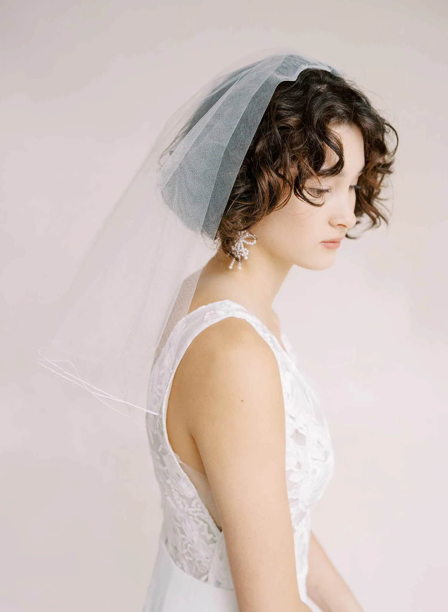 Merrow edge bridal veil with blusher - Style #2358