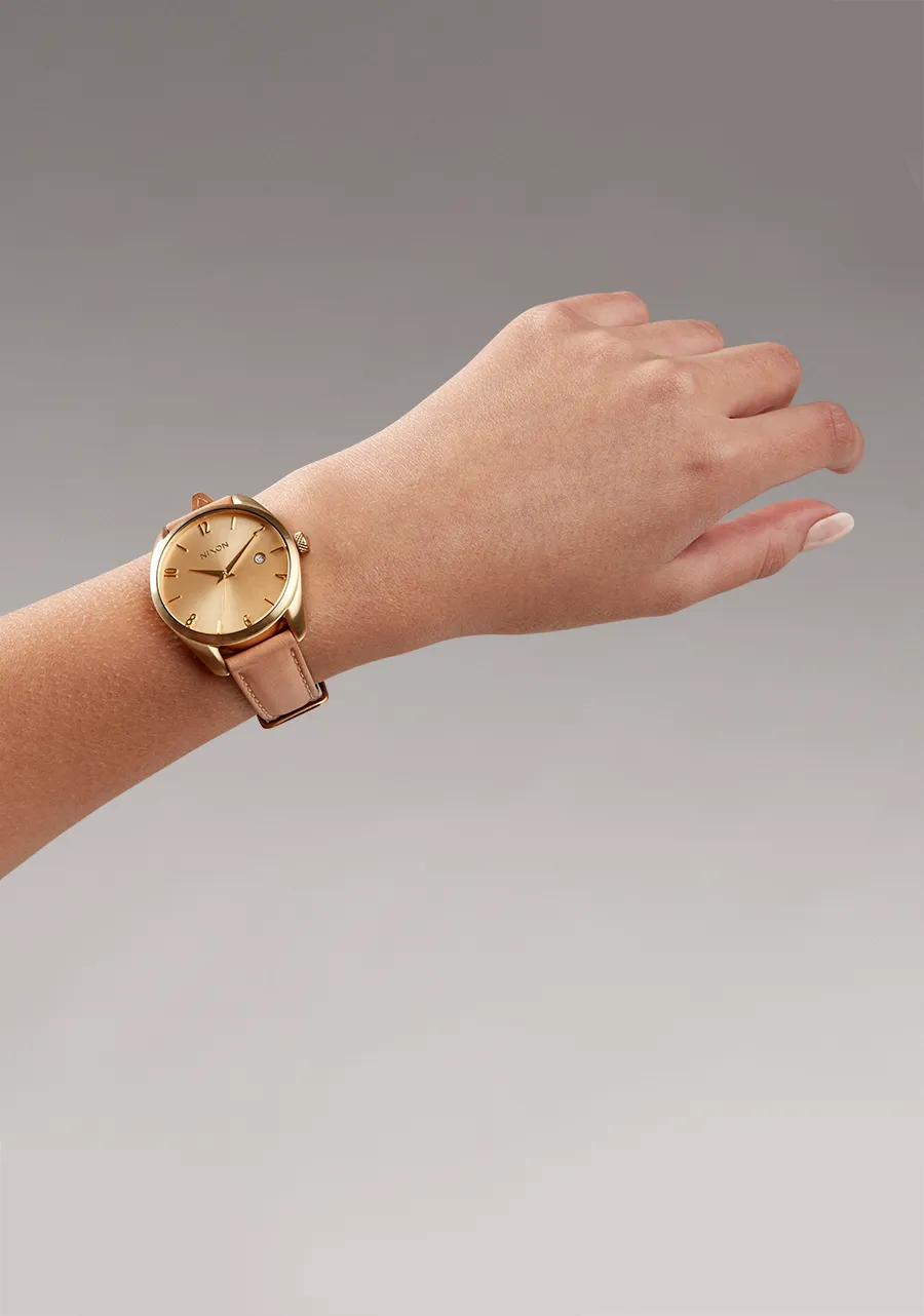 Nixon Thalia Leather Watch - Light Gold Tan