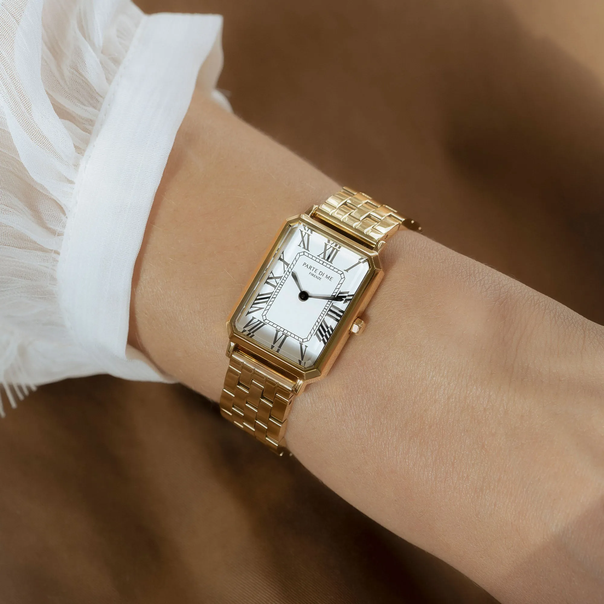 Orologio rectangular ladies watch gold coloured and white