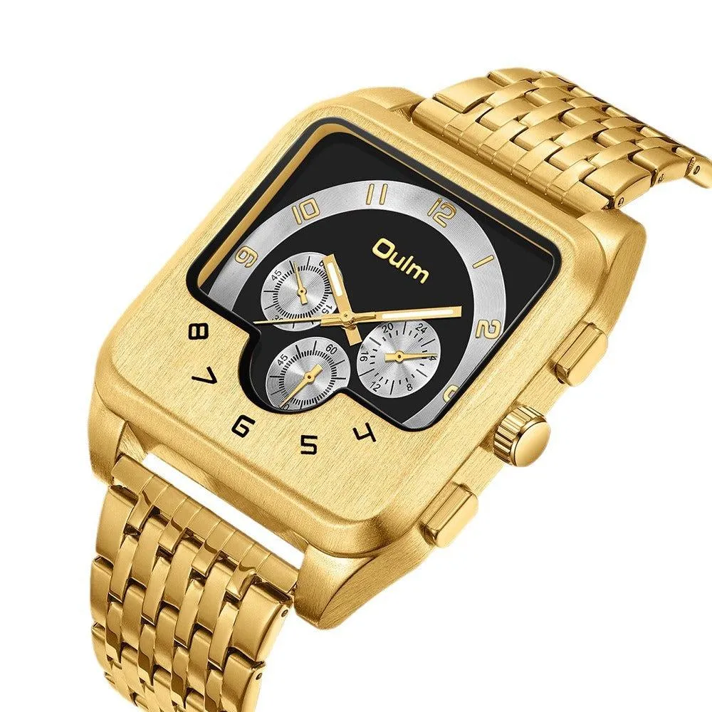 Oulm Crazy look Big Dial Square Quartz watch for Men 9463
